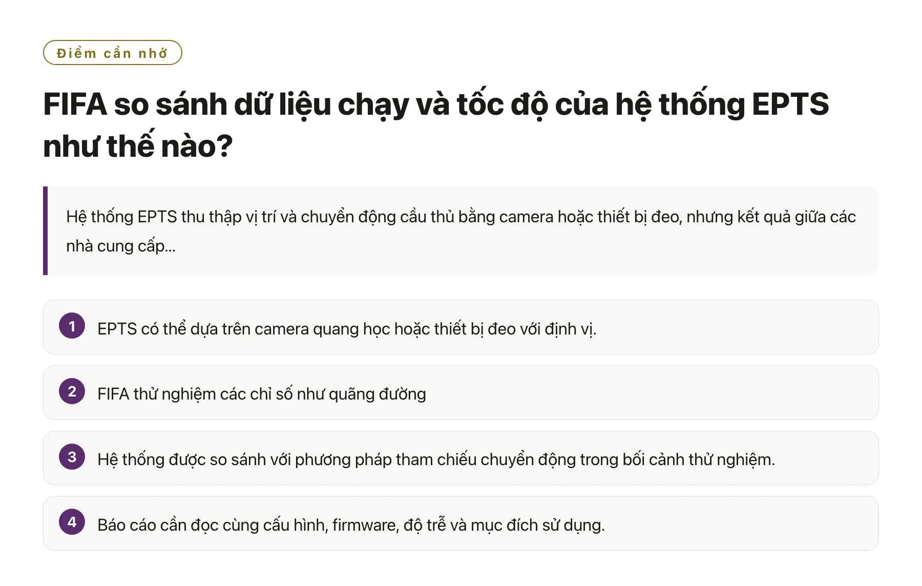 FIFA so sánh dữ liệu chạy và tốc độ của hệ thống EPTS như thế nào?——全文要点速览